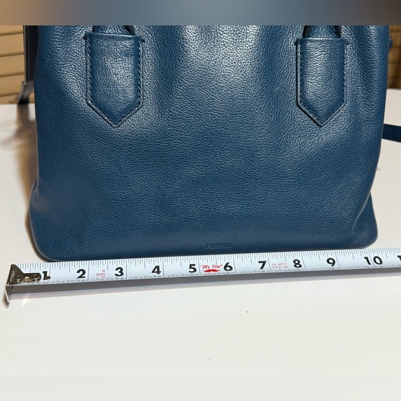 Fossil Lana Medium Satchel Crossbody Blue Leather Bag - Picture 11 of 13